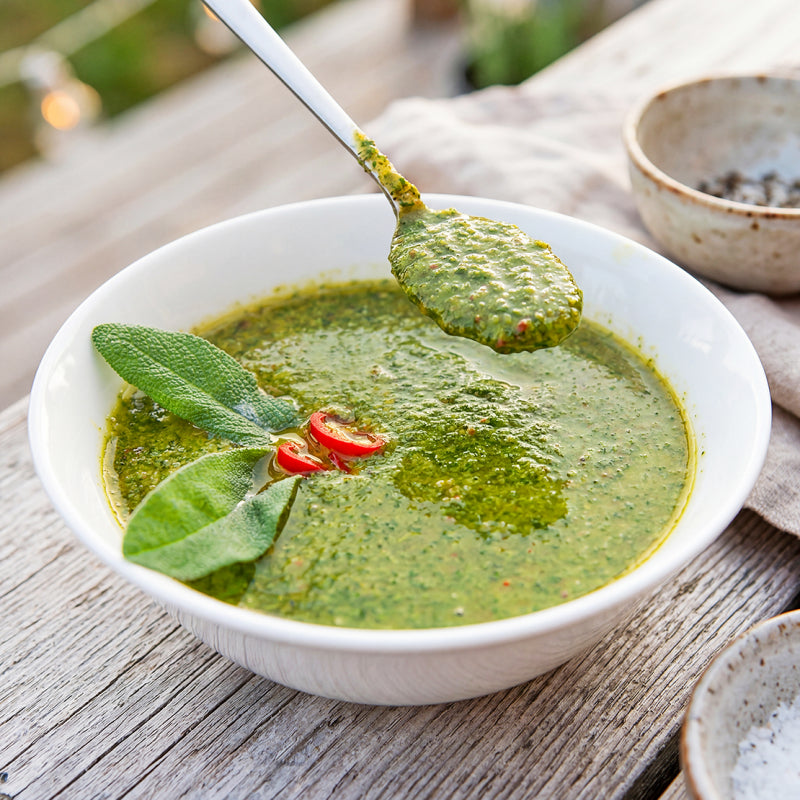 Grillad lammstek med kryddig Salsa verde